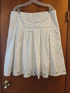 George ME By Mark Eisen Pleated Skirt White Embellished Hem Sz 16 - Picture 1 of 6