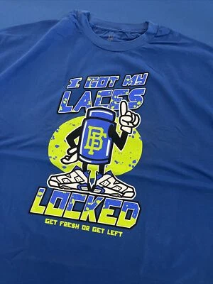 Bobby Fresh Men’s 4XL Laces Locked Graphic Streetwear Blue T-Shirt - New - Image 1 of 4