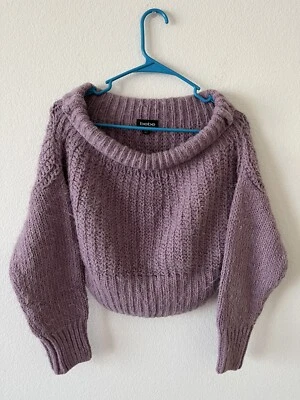 Suéter Bebe Mohair Mujer Pullover Púrpura Talla M Manga Larga Capucha Cuello Foto 1 de 4