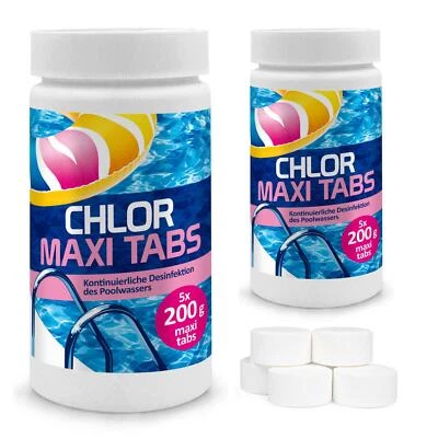 Chlortabletten Maxi für Pool 2 kg langsam löslich Tabs Pflege Schwimmb - Bild 1 von 4