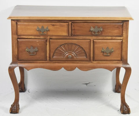 Bench Made Solid Mahogany Chippendale Style Lowboy Dresser Williamsburg Style Cover