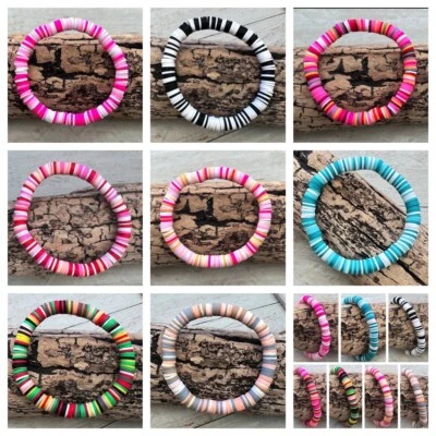 Surfer Armband Stretcharmband 19cm mehrfarbig Hippie Surferarmband 8mm Farbwahl - Bild 1 von 2