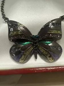 Collar Park Lane Mariposa Tono Hematita Abulón Incrustación - Imagen 1 de 10