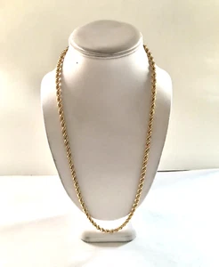 Vintage Monet Gold Tone Rope Necklace-Has Lobster Clasp, 24" long, 4mm Beautiful - Picture 1 of 4