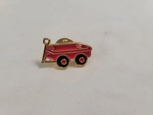 Little Red Wagon Pin Lapel Enamel Pinback Childrens Toy Made In USA Jacket Hat - Picture 1 of 3