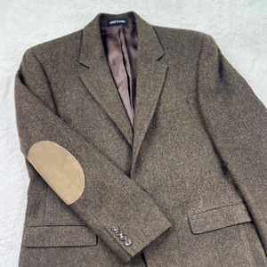Lauren Ralph Lauren Blazer Herren 44 L 100% Wolle Braun Fischgrät Ellenbogen Patches - Bild 1 von 14