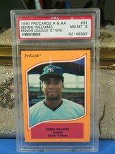 1990 ProCards Bernie Williams Minor League A and AA Albany Yankees #31 PSA 8 
