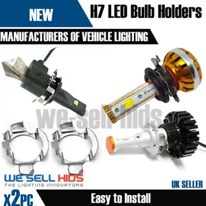2x H7 LED Headlight Bulb Adapter Holder Audi BMW Mercedes Skoda VW Vauxhall B4 - Picture 1 of 6