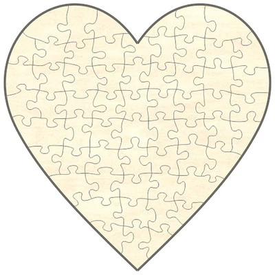 PUZZLENET Rompecabezas de madera en blanco corazón, 60 piezas, 19x19 cm, para pintar y dar forma a ti mismo