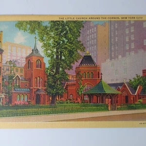 The Little Church Around The Corner New York City Vintage 1940's Linen Postcard - Picture 1 of 3