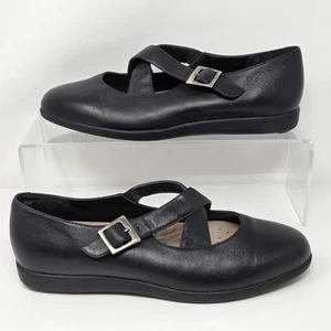 Rockport Mary Jane Shoes Comfort Womens Sz 9W Wide Black Leather Cross Strap - Picture 1 of 9