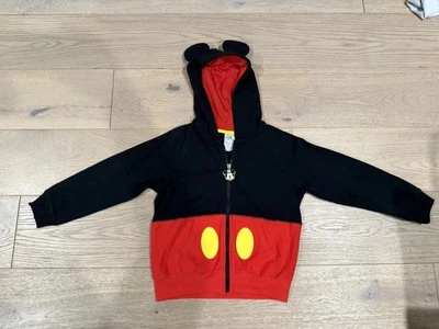 Disney Kids Mickey Mouse Hoodie/Sweater~Zip Up~Mickey Ears On Hood~Size 5/6 - Image 1 of 4