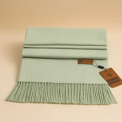 Кашемировый шарф роскошный очень большой женщин мужчин шаль пашмина зеленый новом - Изображение 1 из 2