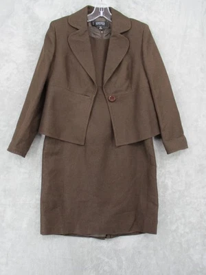 Vestido Chaqueta Kasper 12 Pequeño Lino Blazer Funda Oficina Carrera Corporativo Marrón Foto 1 de 4