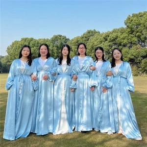 Cárdigan Abaya Dubai Kimono Abierto Caftán Musulmán Largo Dama de honor Vestido de Boda 1 pieza - Imagen 1 de 38
