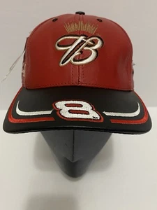Chase Authentics Dale Earnhardt Jr #8 Leather Budweiser NASCAR Cap/Hat Red Black - Picture 1 of 11