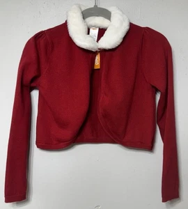 Gymboree Sweater Girls Size 12 All Dressed Up Faux Fur Shrug Red Holiday NEW - Picture 1 of 8