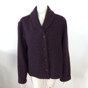 J.Jill Womens Wool Blend 3 Button Sweater Blazer Jacket Yarn Texture Purple MINT - Picture 1 of 12