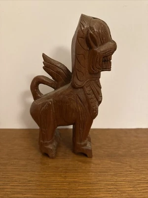 Foo Dog de madera tallada vintage Foto 1 de 4