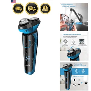 Afeitadora Eléctrica Hombre Impermeable Seco Húmedo Inalámbrico Afeitadora Giratoria con LCD Viaje... - Imagen 1 de 9