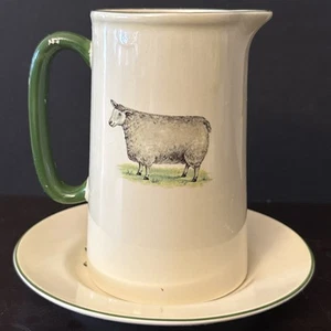 Sheep Creamer / Pitcher & Plate Heron Cross Pottery Stoke On Trent ENGLAND - Picture 1 of 10