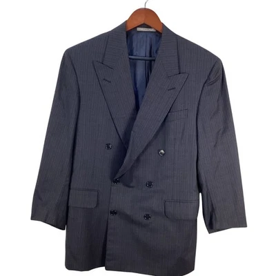 Salvatore Ferragamo Mens Double Breasted Pinstripe Wool Blazer Jacket Made Italy - Image 1 of 4