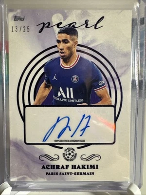 2021-22 Topps 1st Pearl UCL Achraf Hakimi Purple Auto /25 Paris Saint-Germain - Image 1 of 2