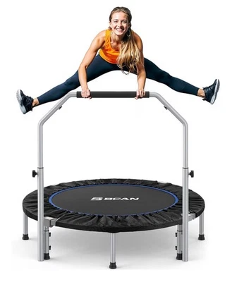 BCAN Trampoline for Fitness Rebounder & Adjustable Foam Handle - 330 Lbs