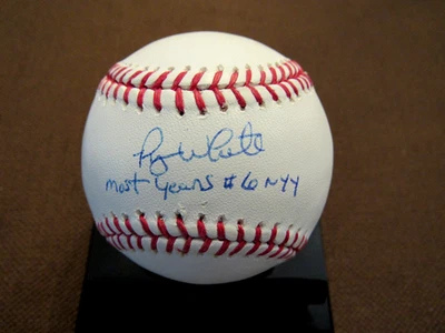 ROY WHITE MOST YEARS # 6  NYY YANKEES SIGNED AUTO OML BASEBALL STEINER BEAUTY - Image 1 of 3