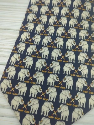 Museo Artefactos Corbata Toda Seda Elefantes Partido Republicano Política Foto 1 de 4