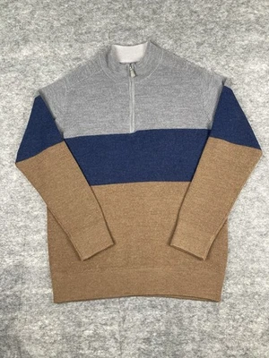 Peter Millar Quarter Zip Sweater Mens L Saddle Colorblock Wool Golf Casual - Image 1 of 4