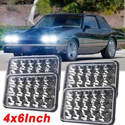 Faros LED de haz alto/bajo Fit Chevrolet Monte Carlo SS 1980-1988 4x6" pulgadas Foto 1 de 4