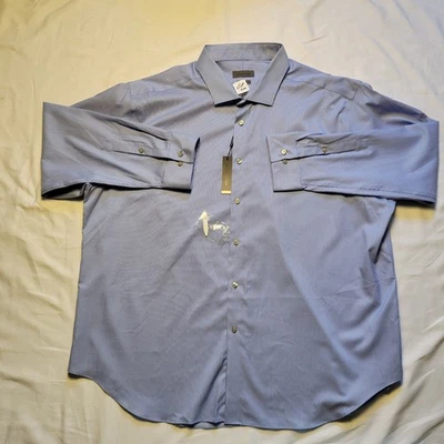 Calvin Klein Men's Blue Striped Slim Fit Non Iron Dress Shirt Size 20 34/35 NWT - Image 1 of 4