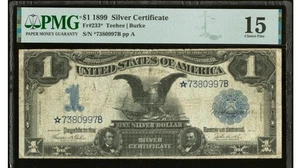 Fr. 233* 1899 $1 Silver Certificate *STAR* "BLACK EAGLE" PMG 15 - Fine Plus - Picture 1 of 2