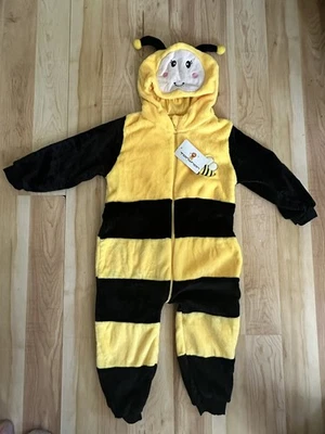 Bumblebee Costume Kids Toddlers 3-5 Yr Bee Halloween plush Outfit Jumpsuit New - Image 1 of 4