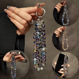 Breloque téléphone portable luxe perles cristal sangle cordon chaîne porte clés cadeaux neuf - Photo 1 sur 17