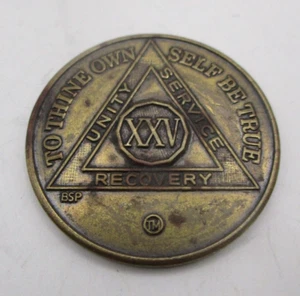 Alcohólicos Anónimos XXV 25 Años AA Medallón de Bronce TM Marca Ficha Chip - Imagen 1 de 4