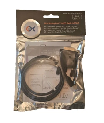 Cable Matters Mini Display Port To DVI Cable In Black / 3 ft - Image 1 of 4