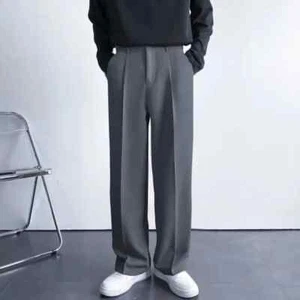 Primavera Otoño Estilo Coreano Para Hombre Pierna Recta Traje Pantalones Suelto Informal Blanco - Imagen 1 de 9