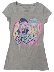 Wound Up Junior Womens Gray Anime T-Shirt Tee Shirt - Picture 1 of 2