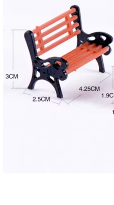 TwoWrought IronWood Park Bench LARGEST SIZE available 1:35 to1:32 to 1:25 Scale - Image 1 of 4