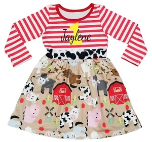 1st Birthday Cowgirl Dress - Personalized - Barnyard - First Birthday Dress - Picture 1 of 7