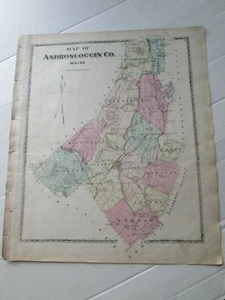 (1) 1873 ANDROSCOGGIN COUNTY ATLAS MAP, "ANDROSCOGGIN COUNTY", SANFORD & EVERTS - Picture 1 of 2