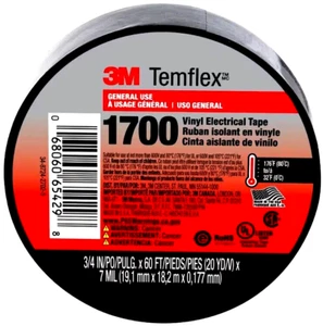 3M Temflex 1700 General Use Electrical Tape Black - 3/4 in. x 60 ft. - Picture 1 of 5