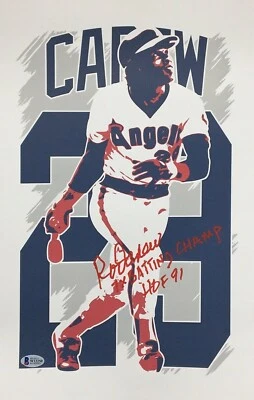 Rod Carew Signed 11x17 Art Print w/ "7x Batting Champ/HOF 91" BAS Witnessed - Image 1 of 4