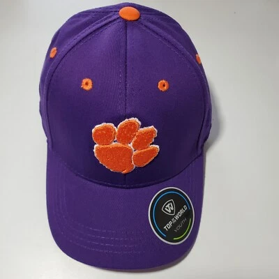 Gorra Clemson Tigers Top Of The World NCAA púrpura ajuste flexible juvenil talla única nueva con etiquetas  Foto 1 de 4