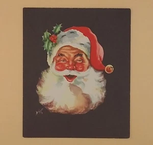 Vintage Christmas Card, Santa Claus On Black Background By Hull - Not Used - Picture 1 of 2