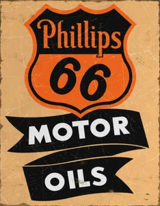 Phillips 66 Motor Oil Premium Weathered Vintage Garage Shop Wall Metal Tin Sign - Picture 1 of 4