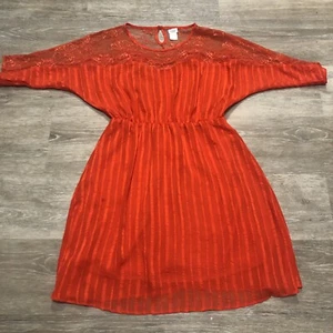 Charming Charlie Dress Women's Size Large Red Lace Babydoll Mini Dress Boho - Bild 1 von 8