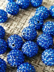Shamballa Bead - Clay - 10mm - Sapphire - x 6 - Jewellery Making - Picture 1 of 2